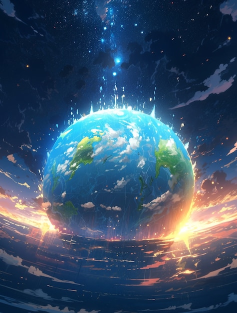 Бесплатное фото Земля в стиле аниме