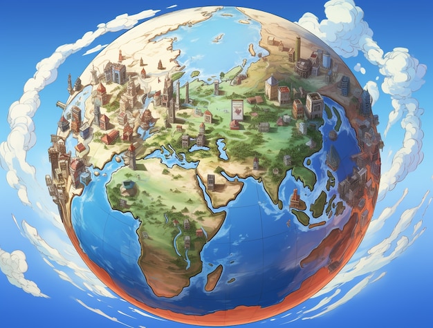 Free photo anime style earth