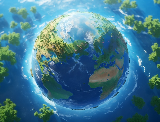 Free photo anime style earth