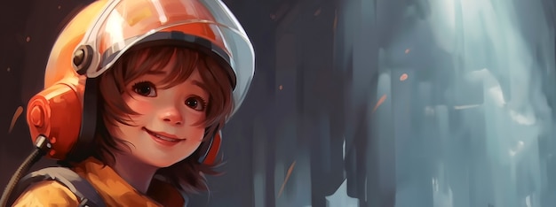 Free photo anime style fireman character with fire