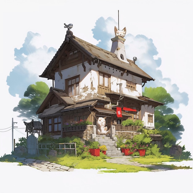 Anime style house architecture