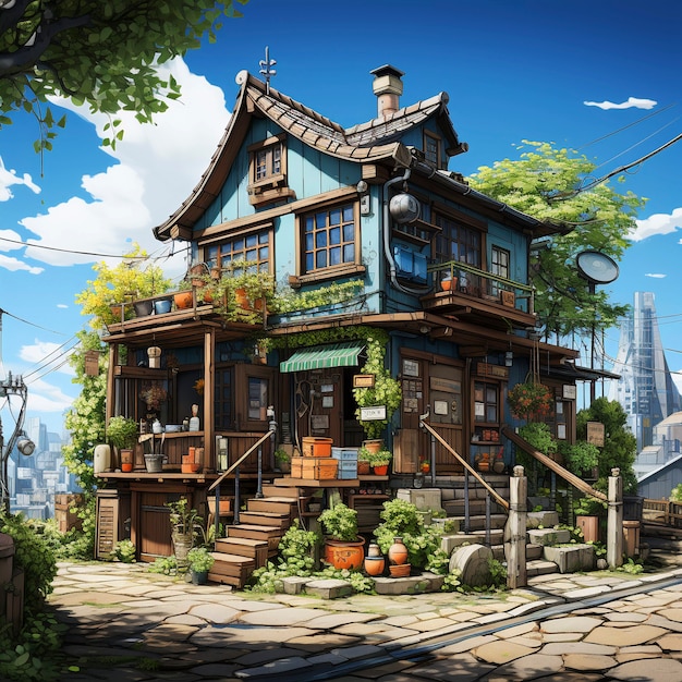 Anime style house architecture