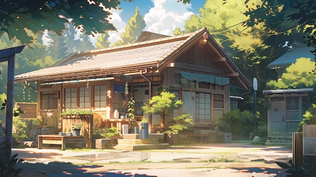 Anime style house architecture