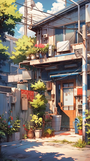 Free photo anime style house architecture