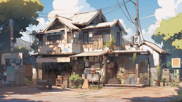 Anime style house architecture