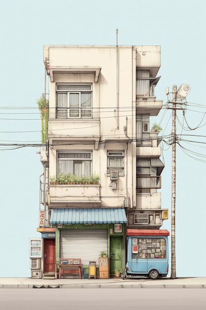 Free photo anime style house architecture