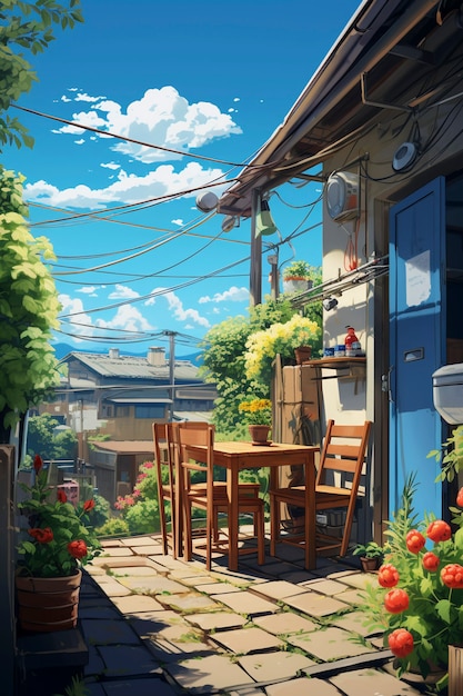 Free photo anime style house architecture