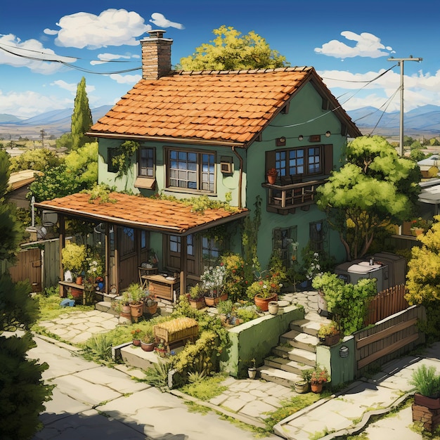 Anime style house structure