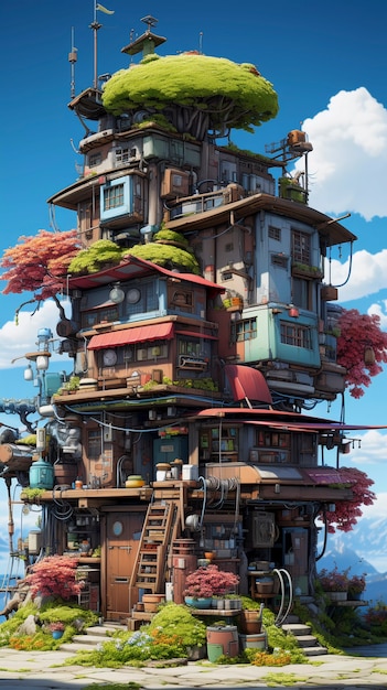 Anime style house structure