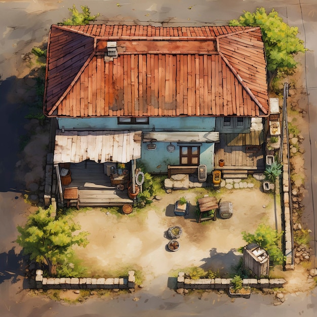 Anime style house structure