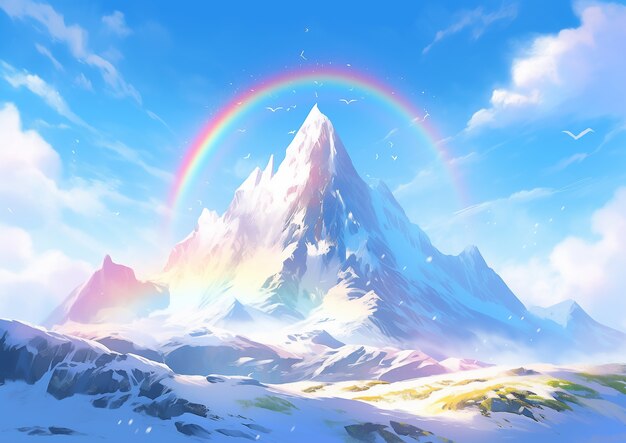 Anime style mountains landscape