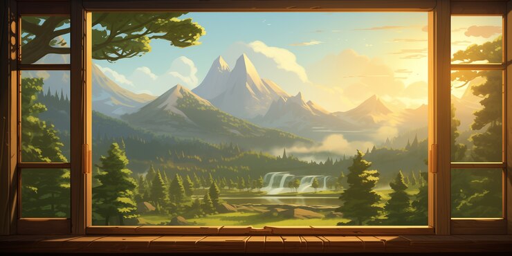 無料Photo アニメスタイルの山の風景
