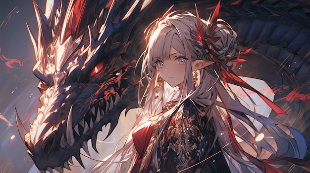 アニメスタイルの神話的なドラゴンクリーチャー