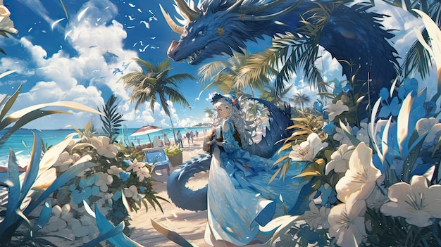 anime style mythical dragon creature