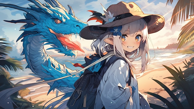 アニメスタイルの神話的なドラゴンクリーチャー