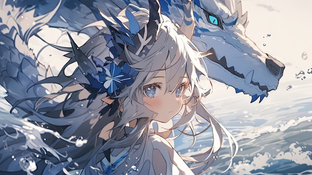 Free photo anime style mythical dragon creature