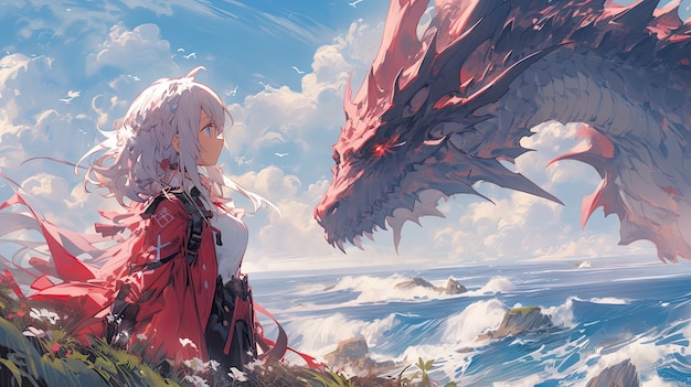 Foto gratuita creatura mitica del drago in stile anime