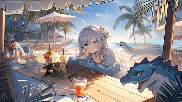 anime style mythical dragon creature