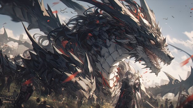 アニメスタイルの神話的なドラゴンクリーチャー
