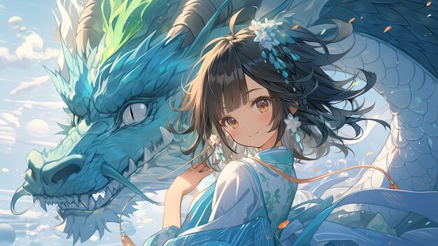 アニメスタイルの神話的なドラゴンクリーチャー
