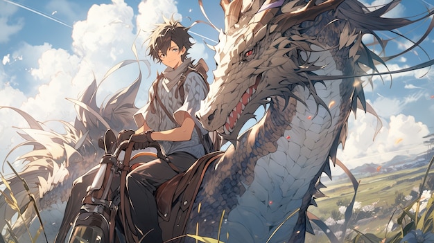 Foto gratuita creatura mitica del drago in stile anime