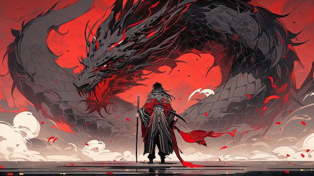 Anime style mythical dragon creature