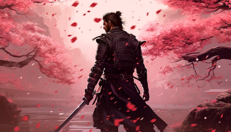 無料Photo 伝統的な日本の武士キャラクターのアニメスタイルの肖像画