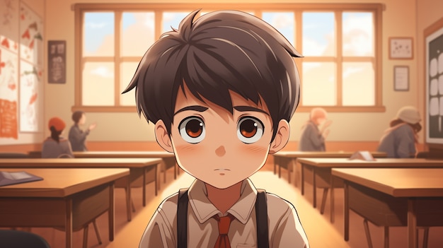 Free photo anime style portrait of young student attending school