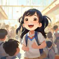 Free photo anime style portrait of young student attending school