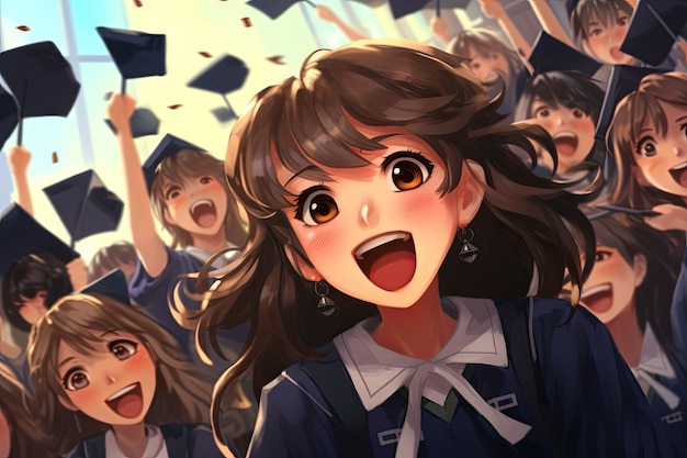 anime style students attending school