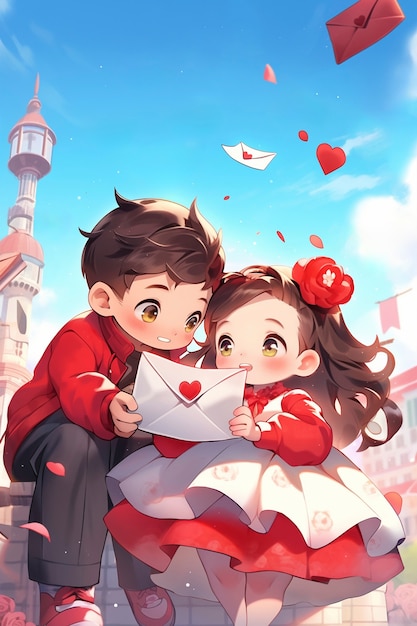 Free photo anime stylecelebrating valentines day