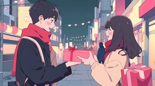 Foto gratuita stile di anime che celebra il giorno di san valentino