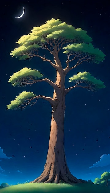 Free photo anime tree illustration