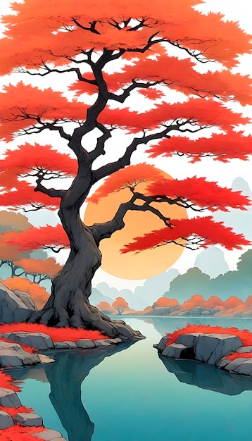 Foto gratuita illustrazione dell'albero dell'anime