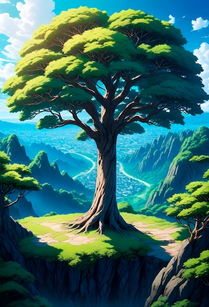 Anime tree illustration