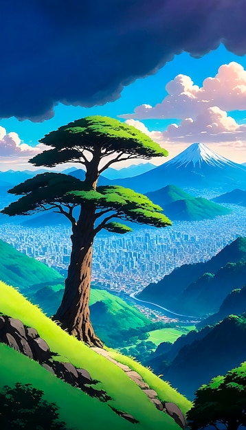 Foto gratuita illustrazione dell'albero dell'anime