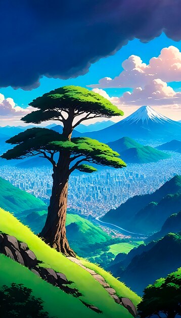 Иллюстрация дерева аниме