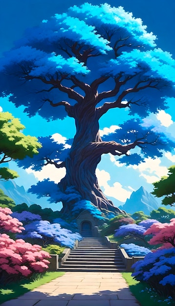 Иллюстрация дерева аниме