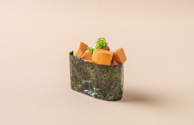 Ankimo sushi, monkfish liver on sushi rice
