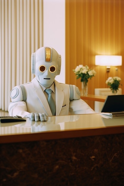 Free photo anthropomorphic robot that performs regular human job