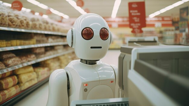 Антропоморфный робот, выполняющий обычную человеческую работу