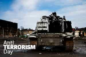 Free photo anti terrorism day with tank