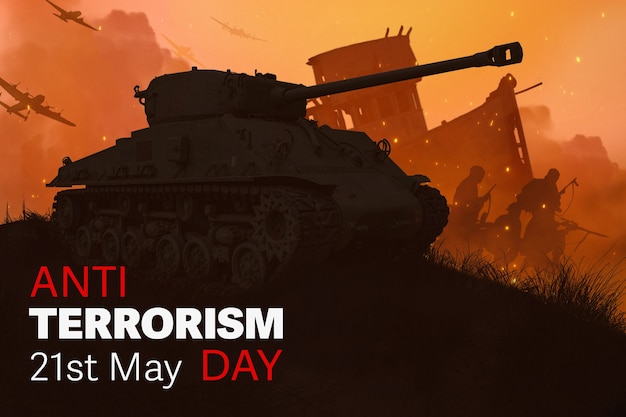 Free photo anti terrorism day with tank