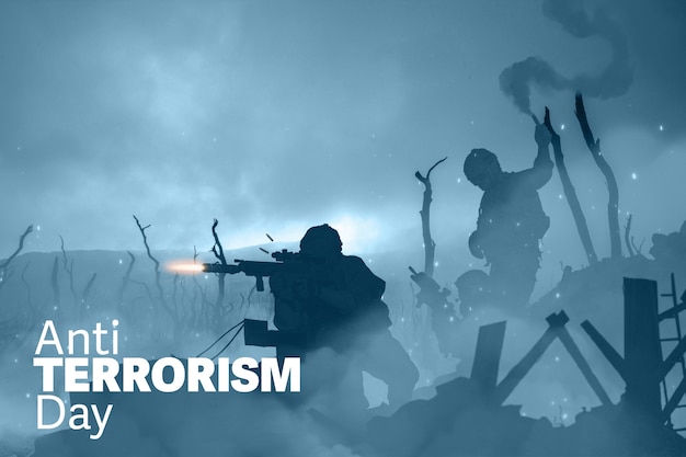 Foto gratuita giornata antiterrorismo con scena di guerra