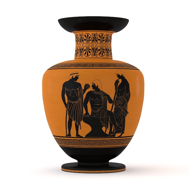 Premium Photo Antique Ancient Greek Wine Vase With Meander Pattern And Ornament Isolated On