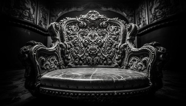 Бесплатное фото Элегантность старинного кресла с черно-белым рисунком, созданная искусственным интеллектом