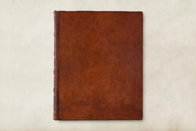 Antique blank book cover, brown leather with design space
