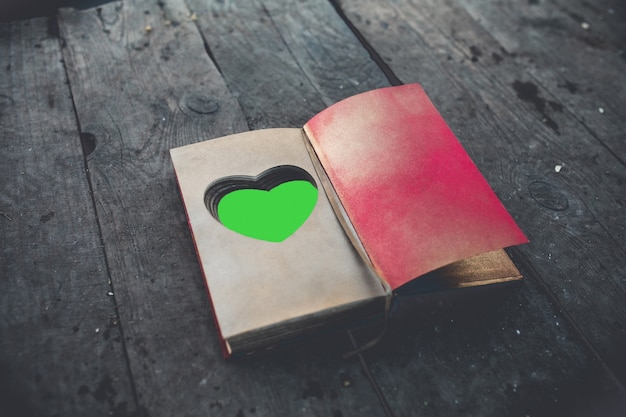 Antique book on the wooden floor