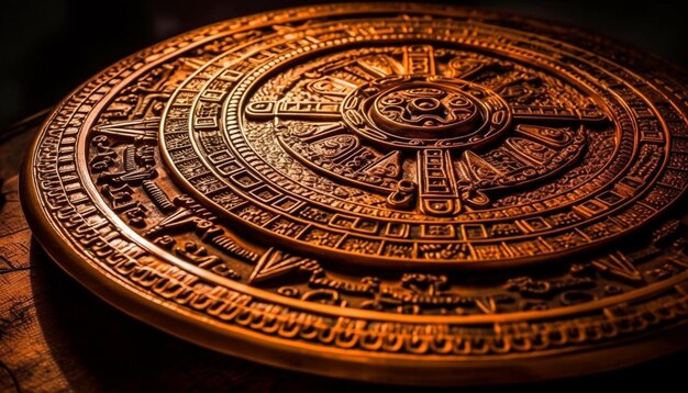 Antique coin symbolizes wealth and spirituality generated by AI