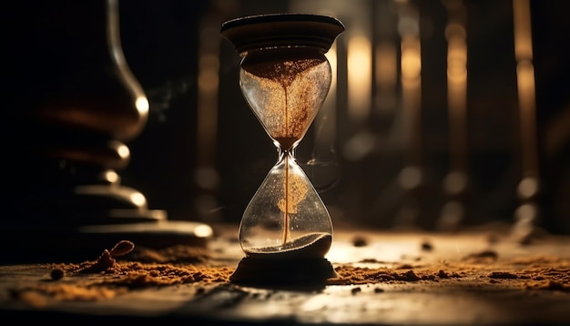 Free photo antique hourglass time running out of sand generated by ai